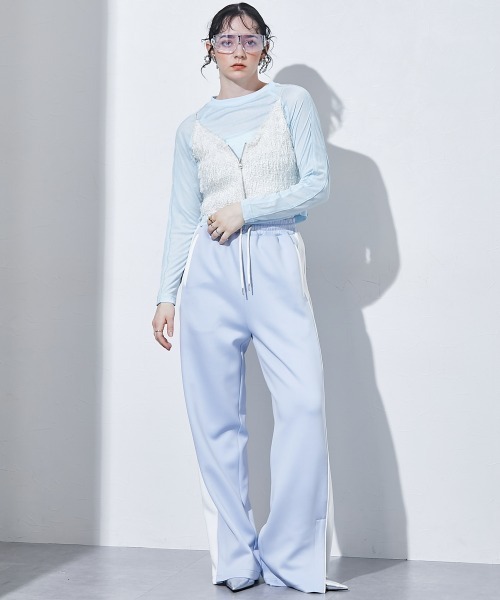 TTOL（トール）の「パイピングデザインシアートップス＜大きいサイズ有＞（Tシャツ/カットソー・レディース・イエロー/ブルー・M～Ｌ/L～LL/LL～3L）」の9枚目の写真