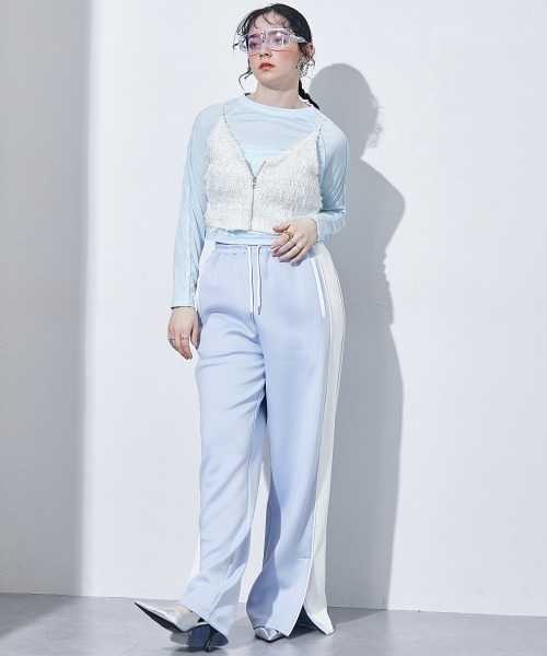 TTOL（トール）の「パイピングデザインシアートップス＜大きいサイズ有＞（Tシャツ/カットソー・レディース・イエロー/ブルー・M～Ｌ/L～LL/LL～3L）」の11枚目の写真