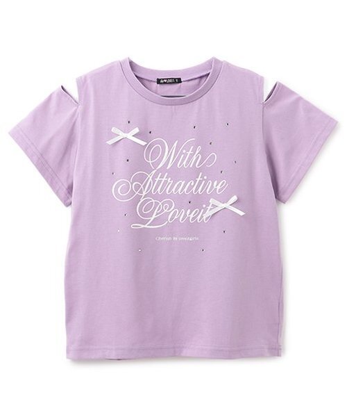 by LOVEiT（バイラビット）の「ビジューガーリーTシャツ（Tシャツ/カットソー・キッズ・ラベンダー/ブラック/オフホワイト・140cm/150cm/160cm/130cm/120cm）」の3枚目の写真