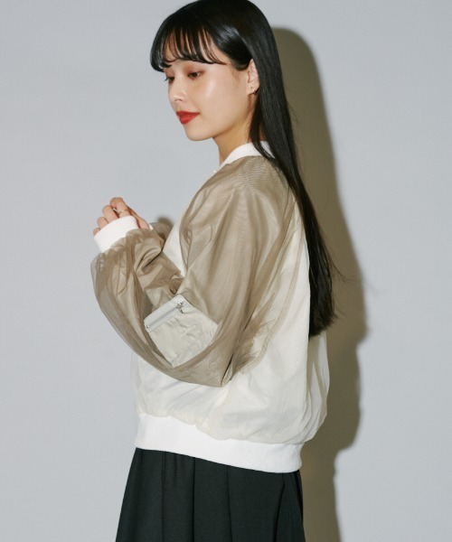 terrace(テラス)の「オーバーチュールブルゾン(ブルゾン・レディース・カーキ/ブラック/アイボリー・MEDIUM)」の2枚目の写真