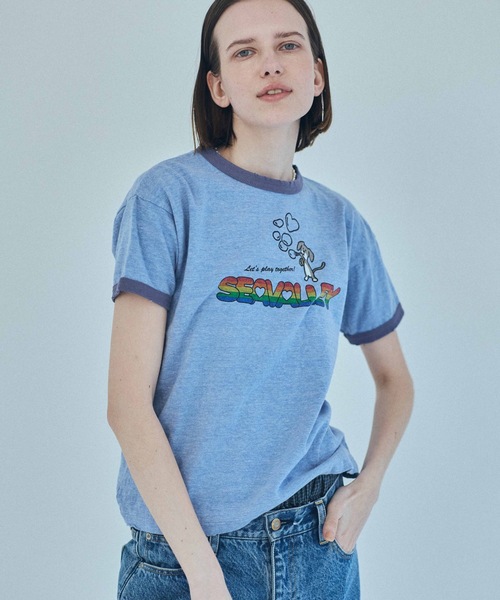 SEA（シー）の「RIKU リンガー TEE (SEAVALLEY)（Tシャツ/カットソー・レディース・グレー/ブルー/ホワイト・1/2）」の19枚目の写真