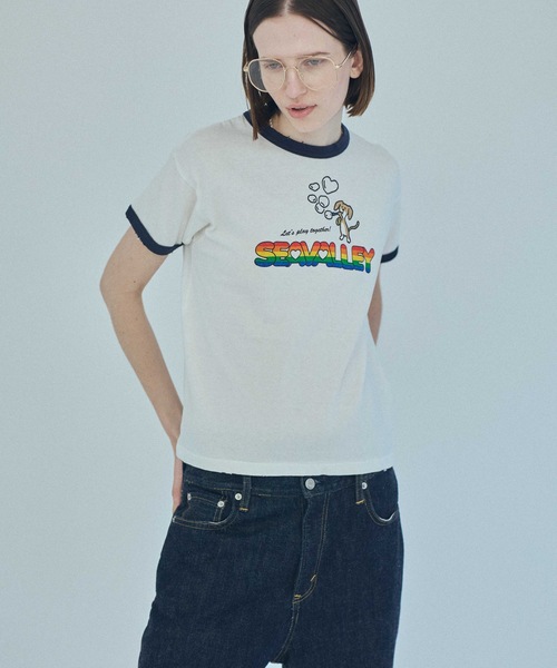 SEA（シー）の「RIKU リンガー TEE (SEAVALLEY)（Tシャツ/カットソー・レディース・グレー/ブルー/ホワイト・1/2）」の21枚目の写真