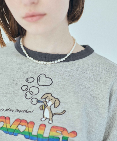 SEA（シー）の「RIKU リンガー TEE (SEAVALLEY)（Tシャツ/カットソー・レディース・グレー/ブルー/ホワイト・1/2）」の6枚目の写真