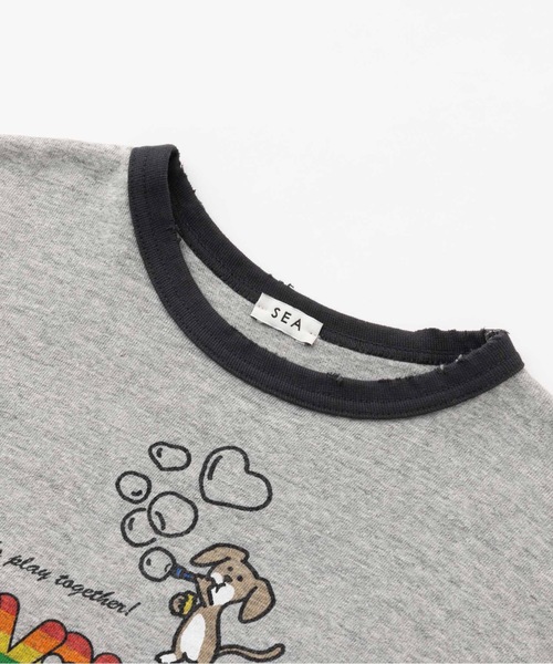 SEA（シー）の「RIKU リンガー TEE (SEAVALLEY)（Tシャツ/カットソー・レディース・グレー/ブルー/ホワイト・1/2）」の8枚目の写真