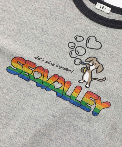 SEA（シー）の「RIKU リンガー TEE (SEAVALLEY)（Tシャツ/カットソー・レディース・グレー/ブルー/ホワイト・1/2）」の9枚目の写真