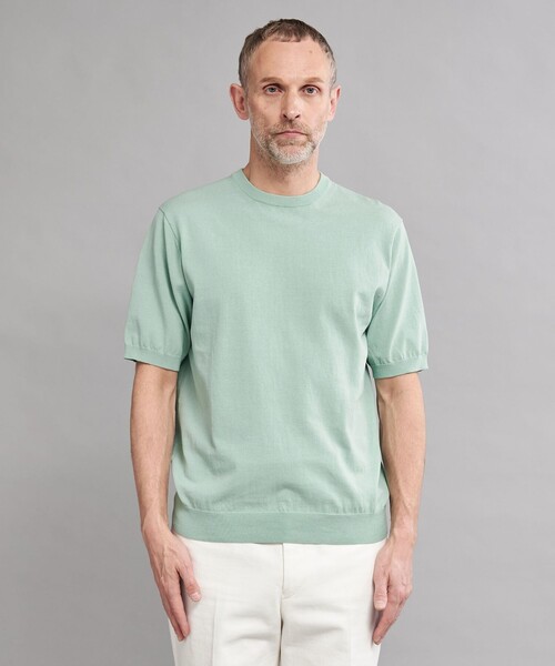 SOVEREIGN(ソブリン)の「<SOVEREIGN> ハイツイスト コットン ニットTシャツ(ニット/セーター・メンズ・ライム/オレンジ系その他/ブラック・L/M)」の6枚目の写真