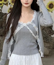 2WAYLace Cropped Top/レースモチーフ クロップドトップス 秋物 秋服 2026年秋冬