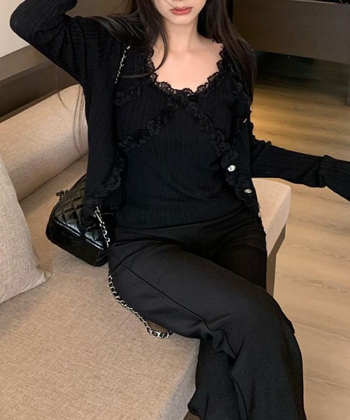 ROOPTOKYO(ループトウキョウ)の「2WAYLace Cropped Top/レースモチーフ クロップドトップス 秋物 秋服 2026年秋冬(アンサンブル・レディース・ブラック/ホワイト/グレー/ベージュ・FREE)」の2枚目の写真