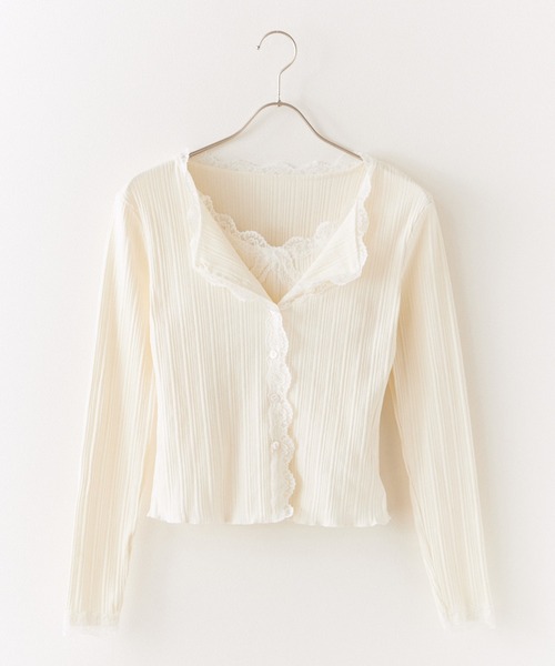 ROOPTOKYO(ループトウキョウ)の「2WAYLace Cropped Top/レースモチーフ クロップドトップス 秋物 秋服 2026年秋冬(アンサンブル・レディース・ブラック/ホワイト/グレー/ベージュ・FREE)」の6枚目の写真