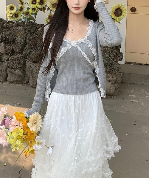 ROOPTOKYO(ループトウキョウ)の「2WAYLace Cropped Top/レースモチーフ クロップドトップス 秋物 秋服 2026年秋冬(アンサンブル・レディース・ブラック/ホワイト/グレー/ベージュ・FREE)」の16枚目の写真