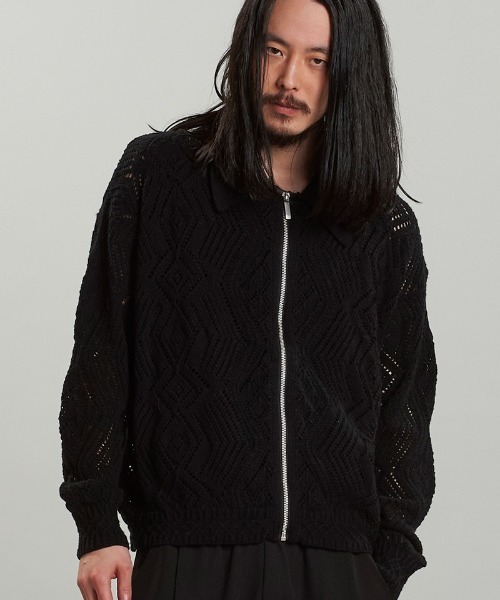 mj10649-ｼｱｰﾆｯﾄZIPｼｬﾂBLZ ブルゾン（ブルゾン）｜NO ID.（ノーアイディ