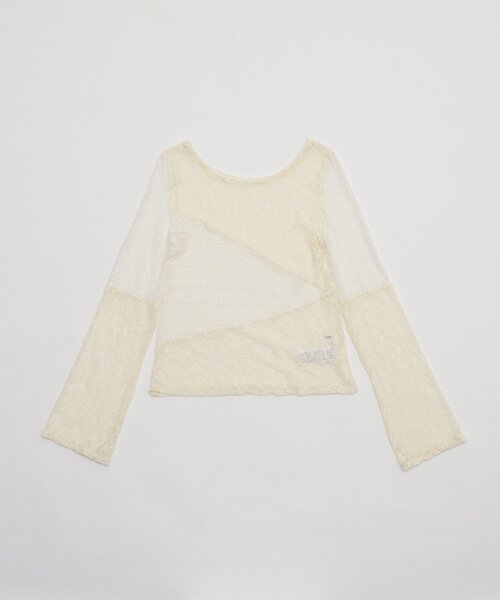 CIAOPANIC（チャオパニック）の「レースパネルシアートップス（Tシャツ/カットソー・レディース・オフホワイト/ブラック/カーキ・ONE SIZE）」の9枚目の写真