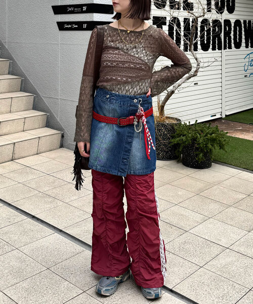 CIAOPANIC（チャオパニック）の「レースパネルシアートップス（Tシャツ/カットソー・レディース・オフホワイト/ブラック/カーキ・ONE SIZE）」の22枚目の写真