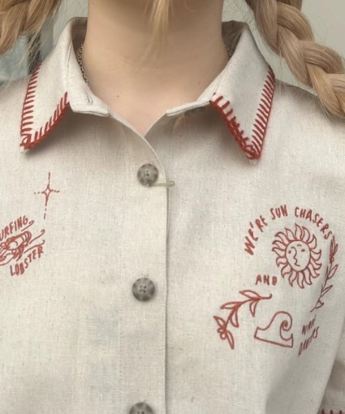 ROXY(ロキシー)の「SWEET DOODLES /ロキシーカバーアップシャツ(シャツ/ブラウス・レディース・ベージュ/グリーン・LARGE/MEDIUM)」の12枚目の写真