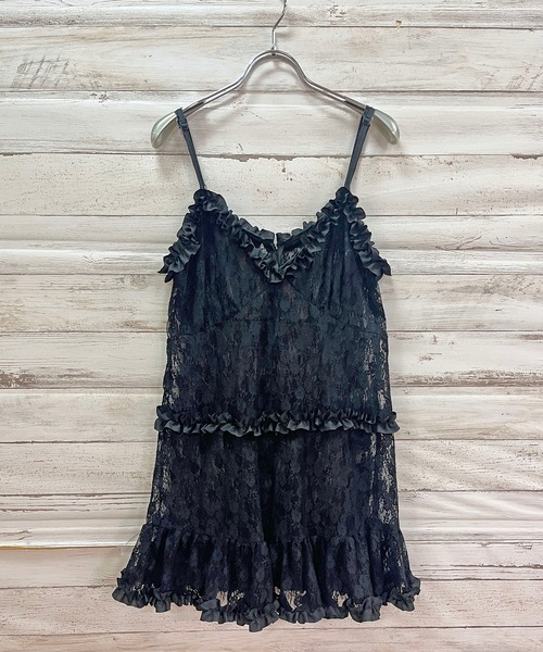 Jewelobe（ジュエローブ）の「フリル×レースビスチェディテールキャミチュニック（キャミソール・レディース・ブラック/ホワイト・FREE）」の18枚目の写真