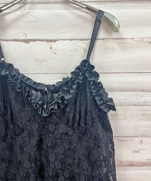 Jewelobe（ジュエローブ）の「フリル×レースビスチェディテールキャミチュニック（キャミソール・レディース・ブラック/ホワイト・FREE）」の19枚目の写真