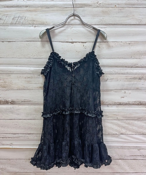 Jewelobe（ジュエローブ）の「フリル×レースビスチェディテールキャミチュニック（キャミソール・レディース・ブラック/ホワイト・FREE）」の20枚目の写真