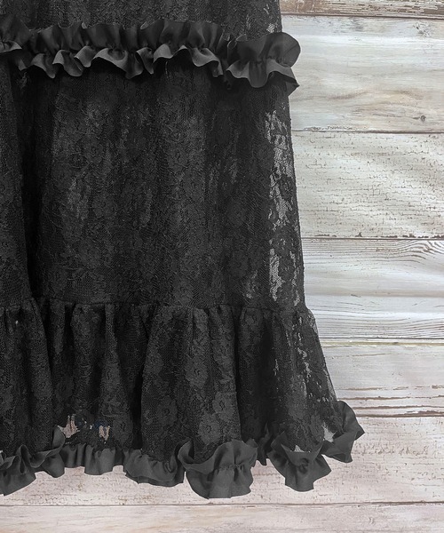 Jewelobe（ジュエローブ）の「フリル×レースビスチェディテールキャミチュニック（キャミソール・レディース・ブラック/ホワイト・FREE）」の22枚目の写真