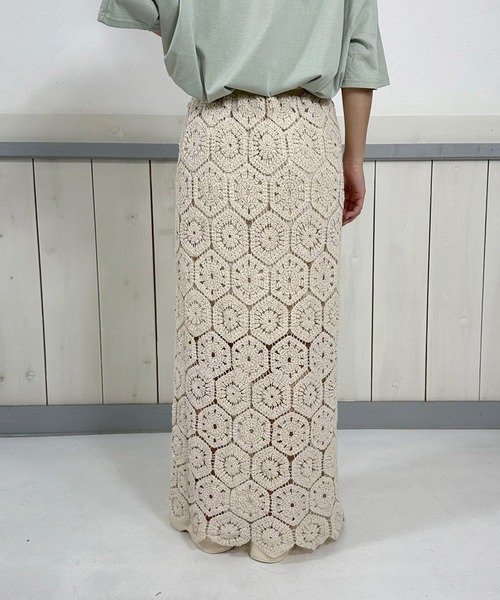 CRB（シーアールビー）の「クロシェIラインロングスカート（スカート・レディース・ブラック/ベージュ・F）」の8枚目の写真