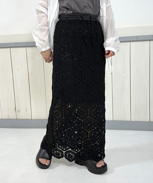 CRB（シーアールビー）の「クロシェIラインロングスカート（スカート・レディース・ブラック/ベージュ・F）」の17枚目の写真