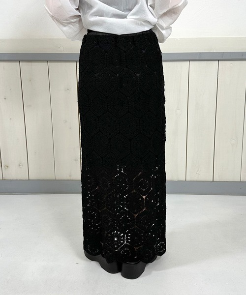 CRB（シーアールビー）の「クロシェIラインロングスカート（スカート・レディース・ブラック/ベージュ・F）」の19枚目の写真