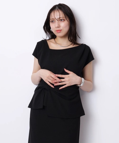 Mystrada（マイストラーダ）の「リボンジャージブラウス（シャツ/ブラウス・レディース・ミント/グレー/ブラック/オフホワイト・38/36）」の5枚目の写真