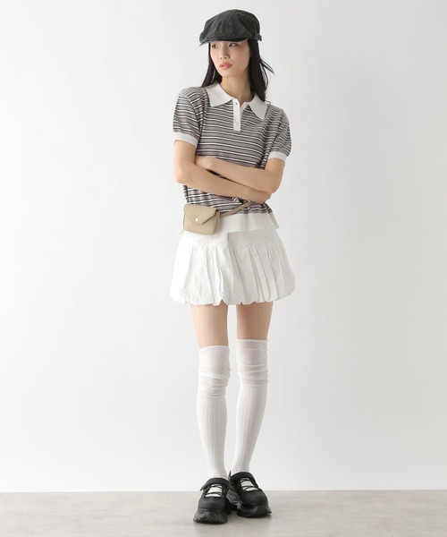 Heather（ヘザー）の「ボーダーポロニット（半袖）　491044（ニット/セーター・レディース・グレー系/ネイビー系/ホワイト系・FREE）」の15枚目の写真