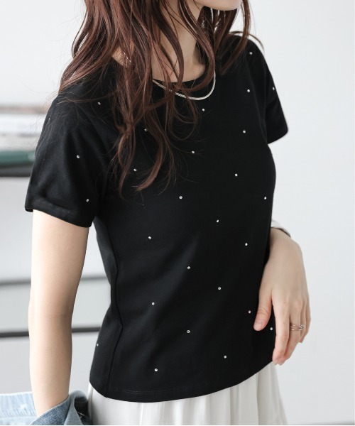 SUGAR BISKET(シュガービスケット)の「ラインストーン Tシャツ(Tシャツ/カットソー・レディース・ホワイト/ブラック/グレー・フリー)」の11枚目の写真