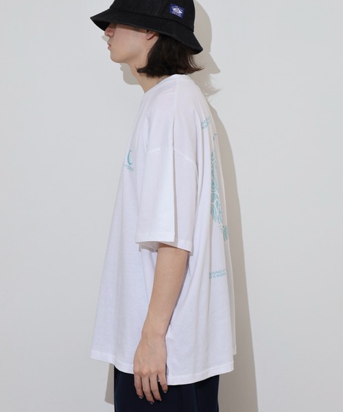 FUNALIVE(ファンアライブ)の「Printed over short sleeve T-shirt / プリント オーバー半袖Tシャツ unisex(Tシャツ/カットソー・メンズ・ブラック/オフホワイト/ミント/ホワイト系1/ブラック系1/チャコール/ネイビー/杢グレー・XL/M/L)」の20枚目の写真
