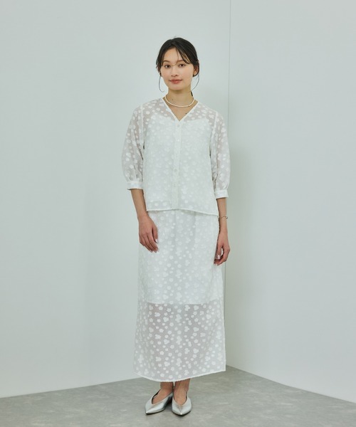 ROPE' / ロペ 【WEB・一部店舗限定】フラワージャガードブラウス【セットアップ対応】/洗える ROPE'｜【WEB・一部店舗限定】フラワージャガードブラウス