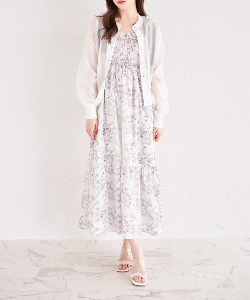 tocco closet(トッコ クローゼット)の「シアーブルゾン風カーディガン(カーディガン/ボレロ・レディース・ブルー/イエロー/オフホワイト/ブラック・M)」の5枚目の写真
