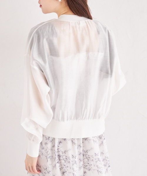 tocco closet(トッコ クローゼット)の「シアーブルゾン風カーディガン(カーディガン/ボレロ・レディース・ブルー/イエロー/オフホワイト/ブラック・M)」の8枚目の写真