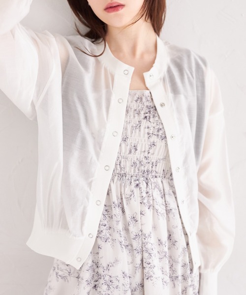 tocco closet(トッコ クローゼット)の「シアーブルゾン風カーディガン(カーディガン/ボレロ・レディース・ブルー/イエロー/オフホワイト/ブラック・M)」の6枚目の写真