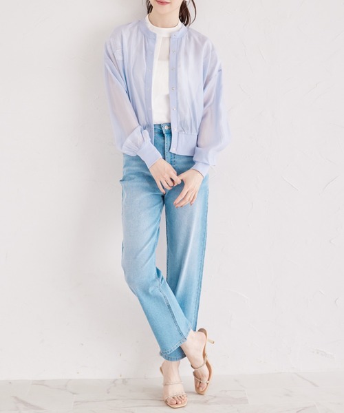tocco closet(トッコ クローゼット)の「シアーブルゾン風カーディガン(カーディガン/ボレロ・レディース・ブルー/イエロー/オフホワイト/ブラック・M)」の13枚目の写真