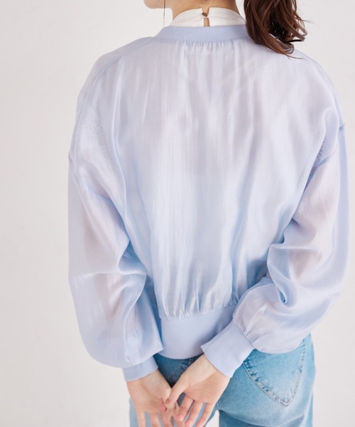 tocco closet(トッコ クローゼット)の「シアーブルゾン風カーディガン(カーディガン/ボレロ・レディース・ブルー/イエロー/オフホワイト/ブラック・M)」の15枚目の写真