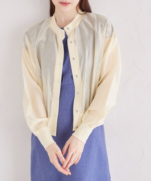 tocco closet(トッコ クローゼット)の「シアーブルゾン風カーディガン(カーディガン/ボレロ・レディース・ブルー/イエロー/オフホワイト/ブラック・M)」の17枚目の写真