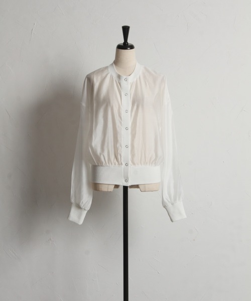 tocco closet(トッコ クローゼット)の「シアーブルゾン風カーディガン(カーディガン/ボレロ・レディース・ブルー/イエロー/オフホワイト/ブラック・M)」の22枚目の写真