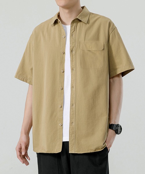 TOBEE(トゥビー)の「【TOBEE】コットン 半袖シャツ(シャツ/ブラウス・メンズ・ブラウン/ホワイト/ブルー・MEDIUM/LARGE/X-LARGE)」の3枚目の写真
