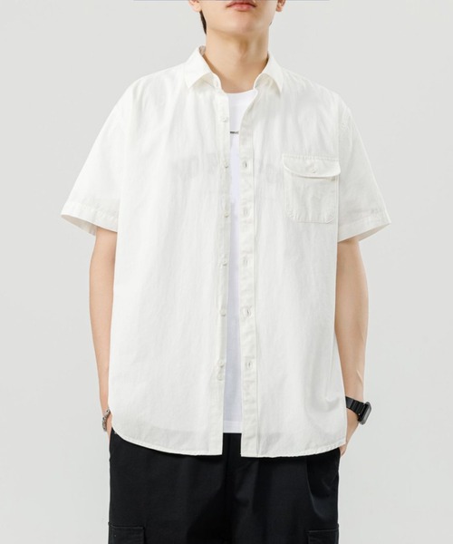 TOBEE(トゥビー)の「【TOBEE】コットン 半袖シャツ(シャツ/ブラウス・メンズ・ブラウン/ホワイト/ブルー・MEDIUM/LARGE/X-LARGE)」の2枚目の写真