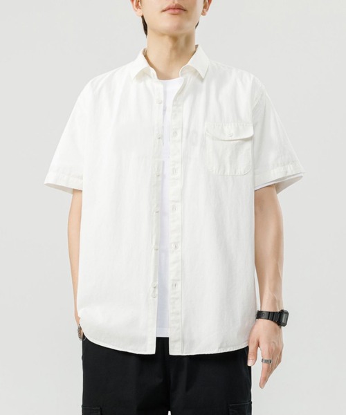 TOBEE(トゥビー)の「【TOBEE】コットン 半袖シャツ(シャツ/ブラウス・メンズ・ブラウン/ホワイト/ブルー・MEDIUM/LARGE/X-LARGE)」の9枚目の写真
