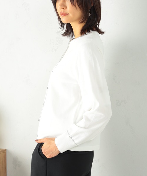 GALLORIA(ギャローリア)の「UVカット 配色ラインクルーカーディガン(カーディガン/ボレロ・レディース・サックスブルー/ライトグレー/ホワイト・LL/S/M/L)」の4枚目の写真
