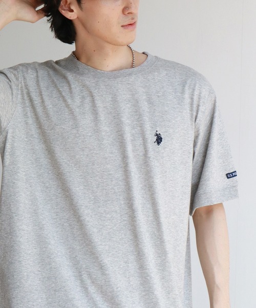 U.S. POLO ASSN.(ユーエスポロアッスン)の「【U.S. POLO ASSN./ユーエスポロアッスン】ワンポイント刺繍 接触冷感 クルーネック半袖Tシャツ(Tシャツ/カットソー・メンズ・ブラック/ホワイト/ネイビー/杢グレー・M/L/LL)」の4枚目の写真