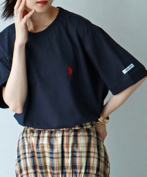 U.S. POLO ASSN.(ユーエスポロアッスン)の「【U.S. POLO ASSN./ユーエスポロアッスン】ワンポイント刺繍 接触冷感 クルーネック半袖Tシャツ(Tシャツ/カットソー・メンズ・ブラック/ホワイト/ネイビー/杢グレー・M/L/LL)」の1枚目の写真