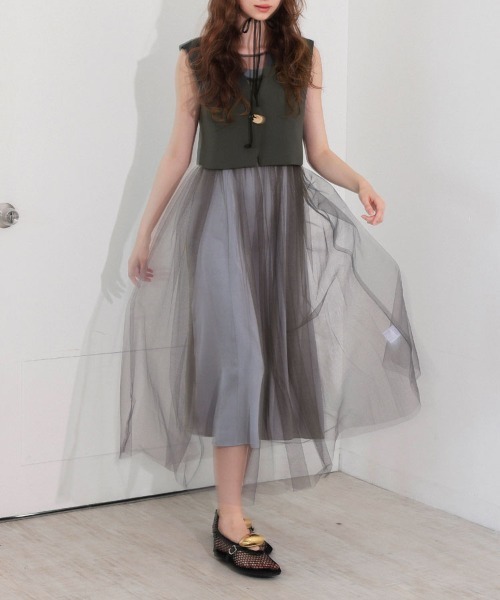 DONOBAN（ドノバン）の「【ANDRESD】short gilet set tulle dress パーティー 結婚式 お呼ばれ 同窓会（ドレス・レディース・グレー/ブラック・L/M/S）」の4枚目の写真