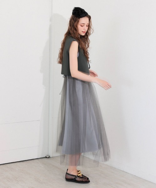 DONOBAN（ドノバン）の「【ANDRESD】short gilet set tulle dress パーティー 結婚式 お呼ばれ 同窓会（ドレス・レディース・グレー/ブラック・L/M/S）」の5枚目の写真