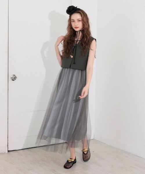 DONOBAN（ドノバン）の「【ANDRESD】short gilet set tulle dress パーティー 結婚式 お呼ばれ 同窓会（ドレス・レディース・グレー/ブラック・L/M/S）」の7枚目の写真