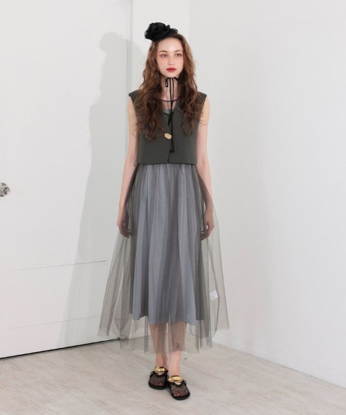 DONOBAN（ドノバン）の「【ANDRESD】short gilet set tulle dress パーティー 結婚式 お呼ばれ 同窓会（ドレス・レディース・グレー/ブラック・L/M/S）」の11枚目の写真