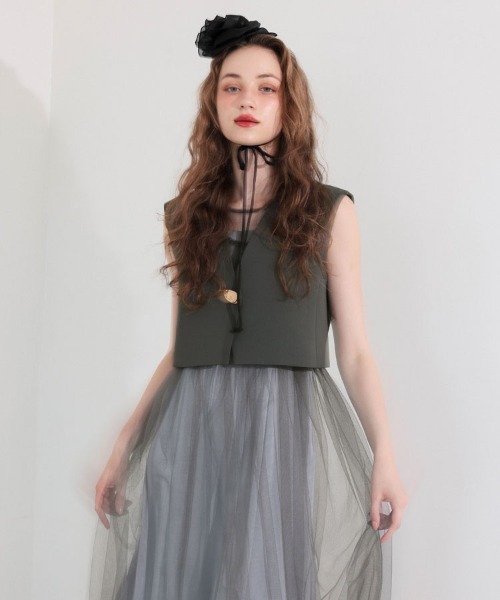 DONOBAN（ドノバン）の「【ANDRESD】short gilet set tulle dress パーティー 結婚式 お呼ばれ 同窓会（ドレス・レディース・グレー/ブラック・L/M/S）」の10枚目の写真