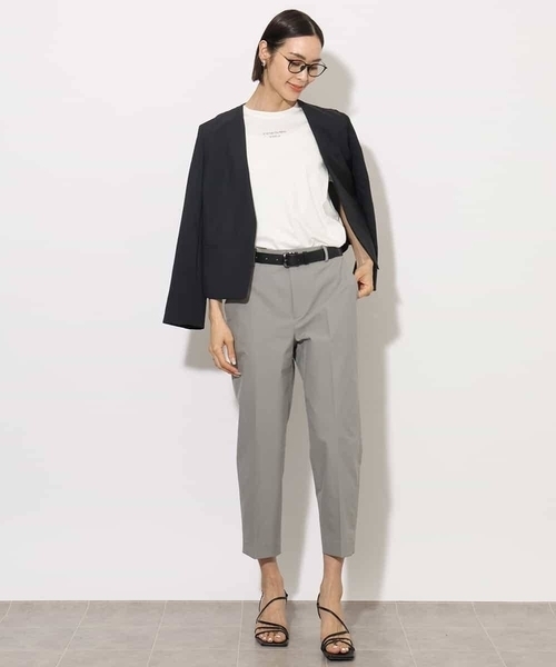MICHEL KLEIN（ミッシェル・クラン）の「[機能性素材]ドライノーカラージャケット(セットアップ対応)（ノーカラージャケット・レディース・ブラック/ライトグレー・38）」の20枚目の写真