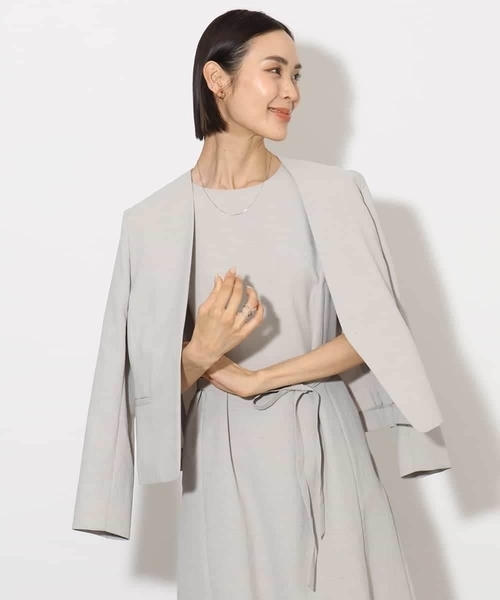 MICHEL KLEIN（ミッシェル・クラン）の「[機能性素材]ドライノーカラージャケット(セットアップ対応)（ノーカラージャケット・レディース・ブラック/ライトグレー・38）」の22枚目の写真